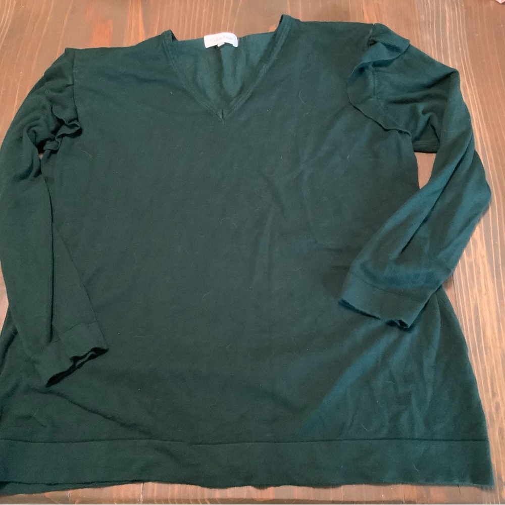 Calvin Klein Deep Green V-Neck Top